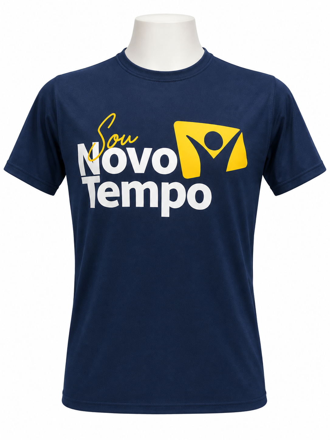 Camiseta azul-marinho personalizada Sou Novo Tempo com estampa completa